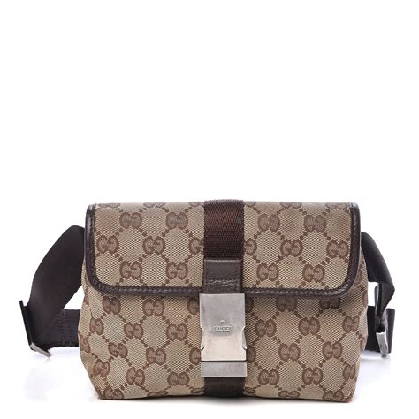 GUCCI Monogram Waist Pouch Bag Dark Brown 